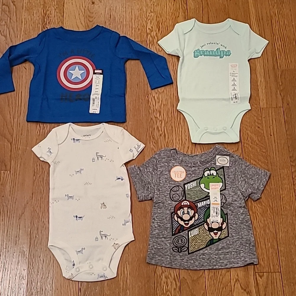 4 PIECE BUNDLE OF BABY BOY ITEMS ALL SIZE 3 MONTHS